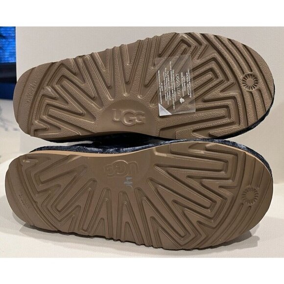 New UGG Classic Mini II Blue Crushed Velvet Sheepskin Boots - Picture 9 of 11